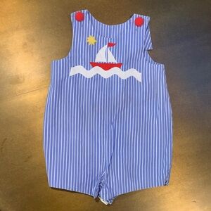 Blue Striped Sailboat Romper